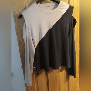 Colorblock cold shoulder top